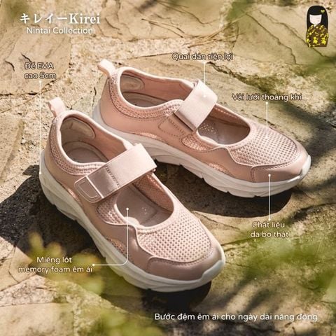 Giày thể thao nữ Kirei Nintai BG10 màu Hồng - Sneaker nữ đi bộ