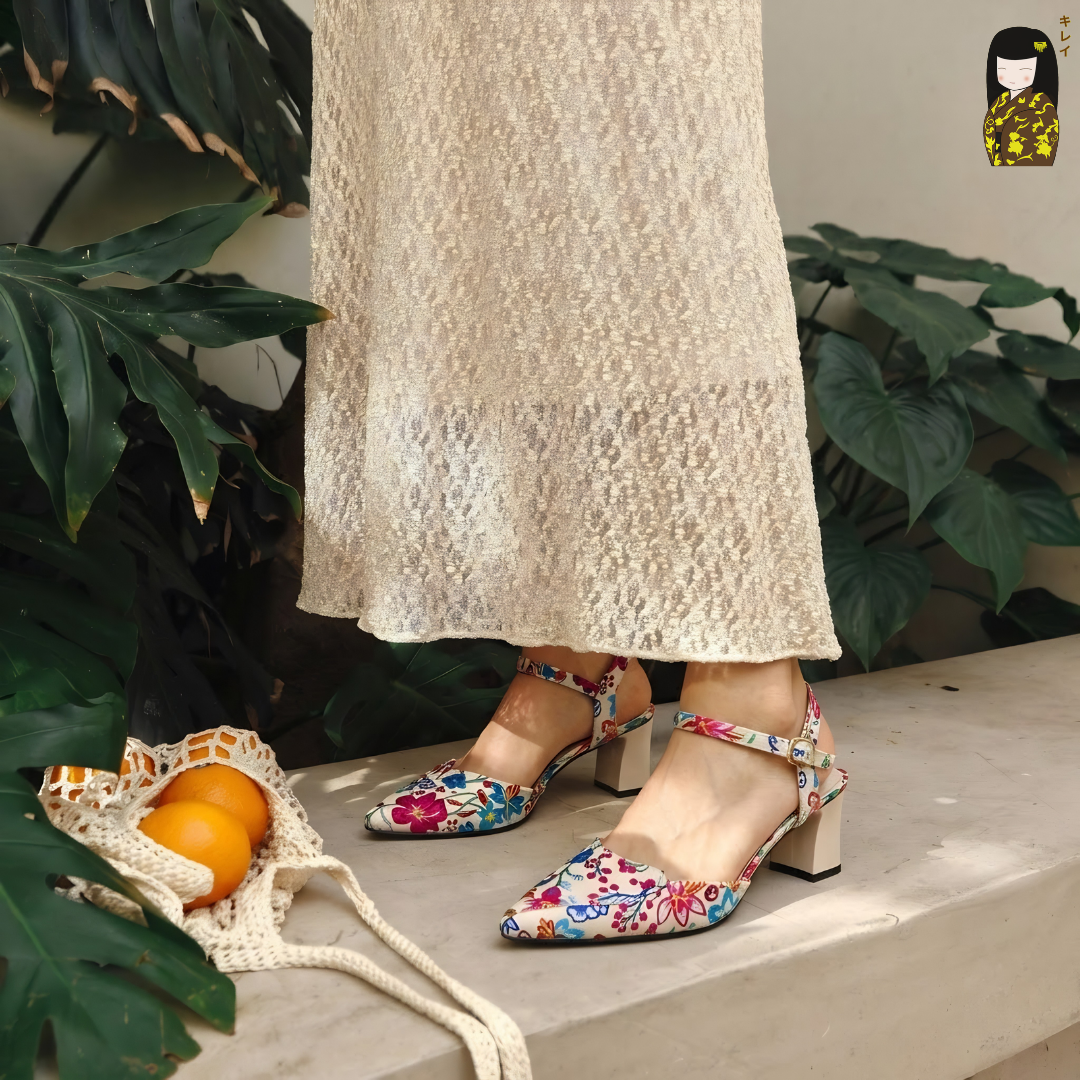  [Mới Về] Giày slingback nữ công sở Kirei Biteki HH27 màu kem 