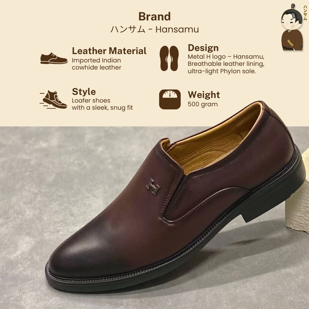  Giày lười Nam Hansamu Zen DGD10 màu Nâu - Loafer công sở 