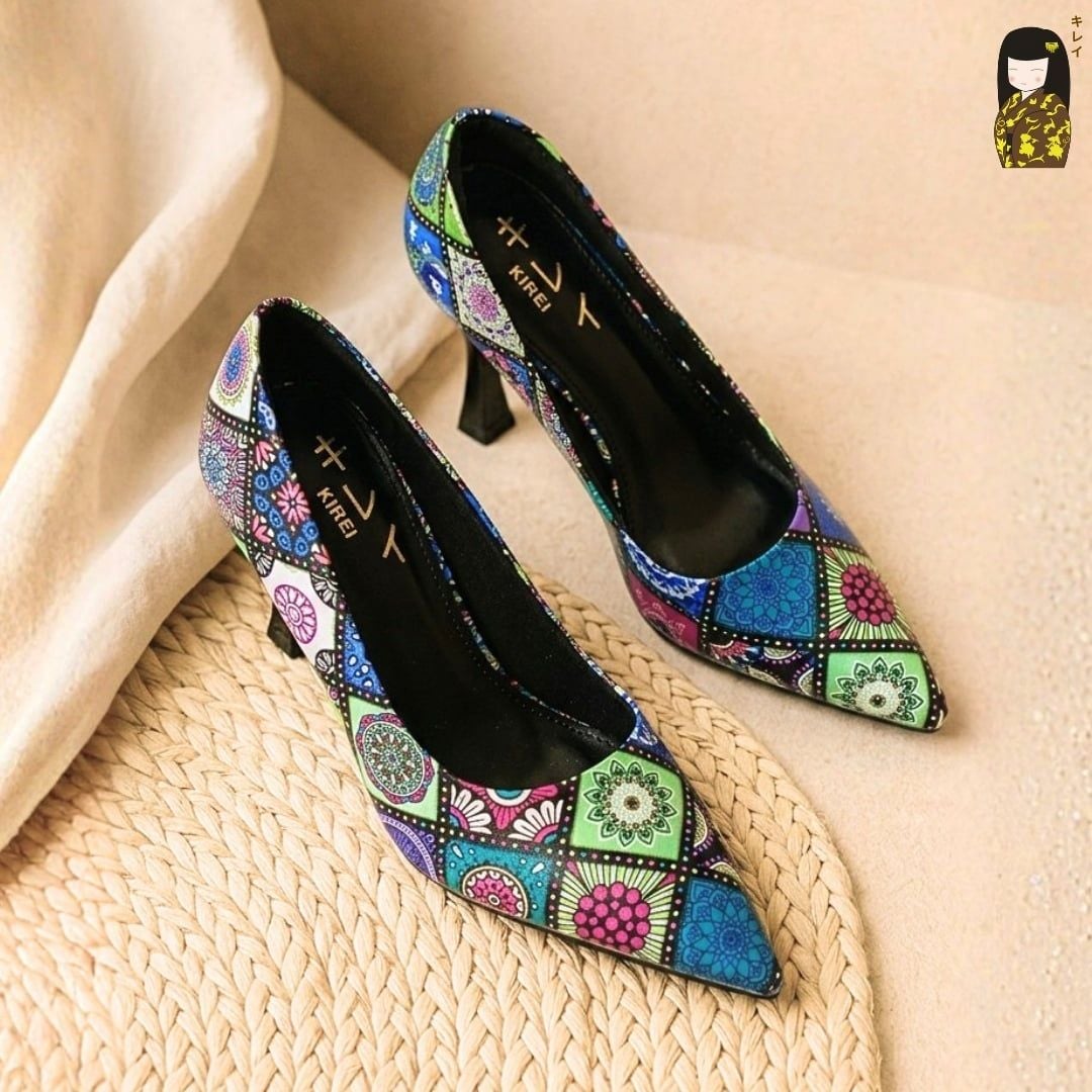  [Mới Về]Giày cao gót nữ công sở Kirei Biteki Boho HH19 màu Xanh Rêu Forest 