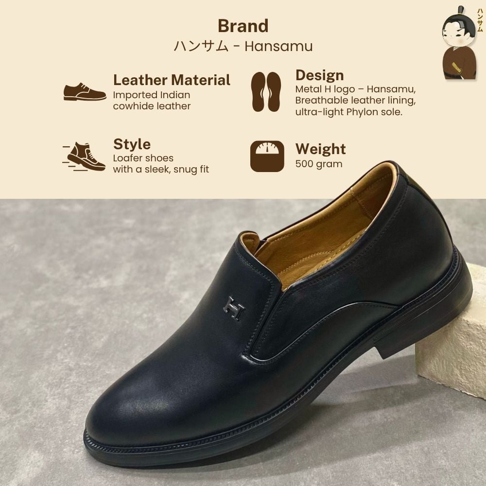  Giày lười Nam Hansamu Zen DGD10 màu Đen - Loafer công sở 