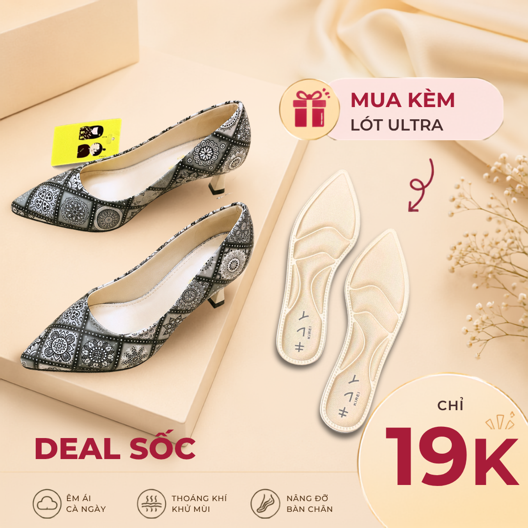  [Mới Về]Giày cao gót nữ công sở Kirei Biteki Boho HH19 màu Mono 