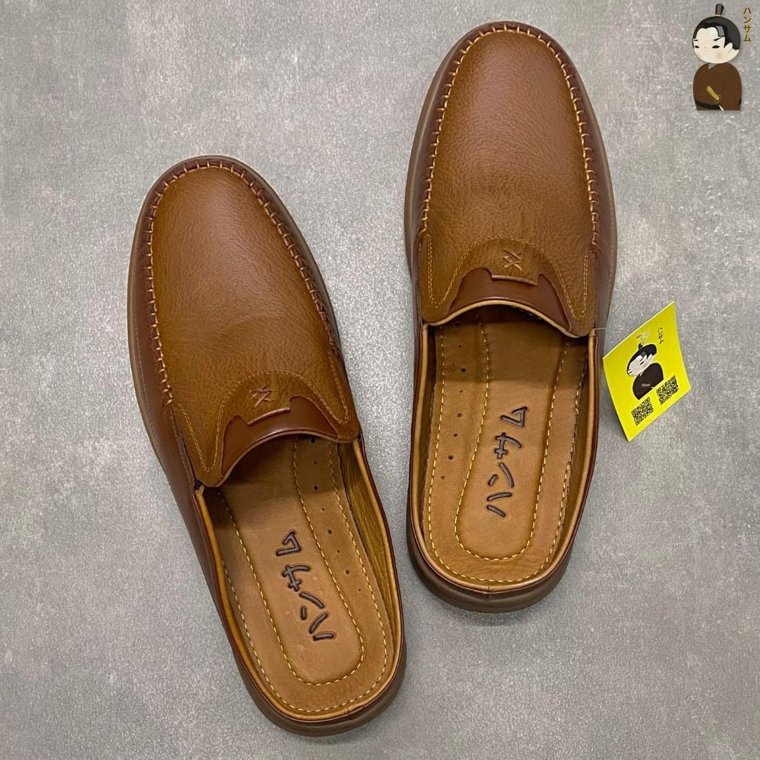  Dép Sục Nam Da Bò Hansamu Rõnin DGD11 màu Caramel - V1 