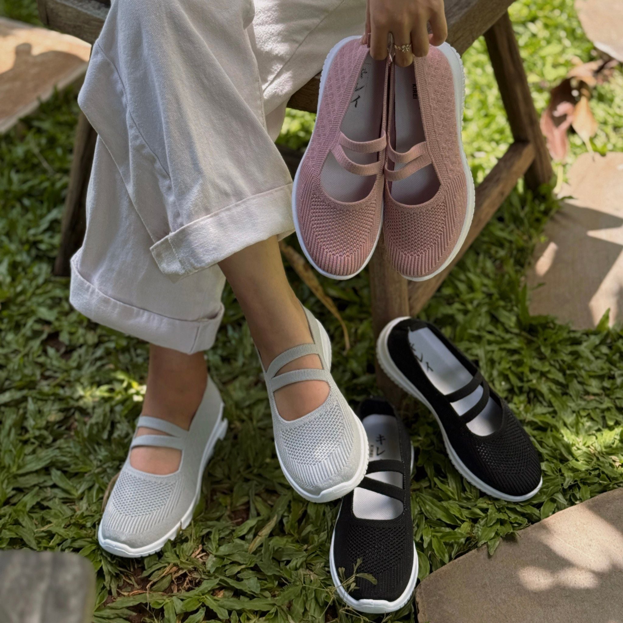  Giày búp bê nữ Kirei Nintai BG01 màu Xám - Slip On nữ đi bộ 