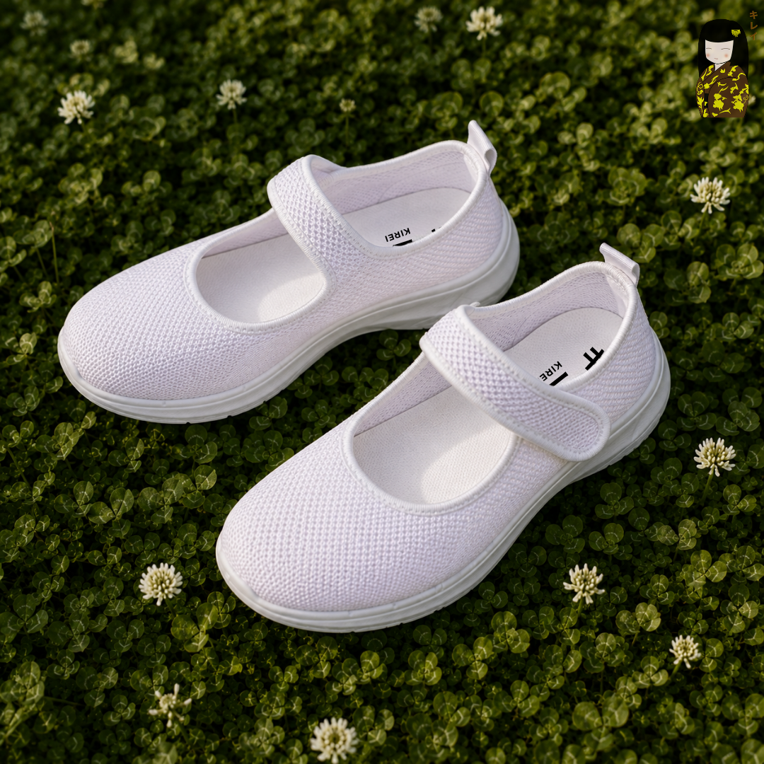  Giày búp bê nữ Kirei Nintai BG02 màu Trắng- Slip On nữ đi bộ 
