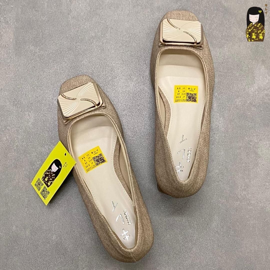  Giày Cao Gót Nữ Công Sở Kirei Kyōyō CP01 Khaki - Gót Vuông Êm Chân 