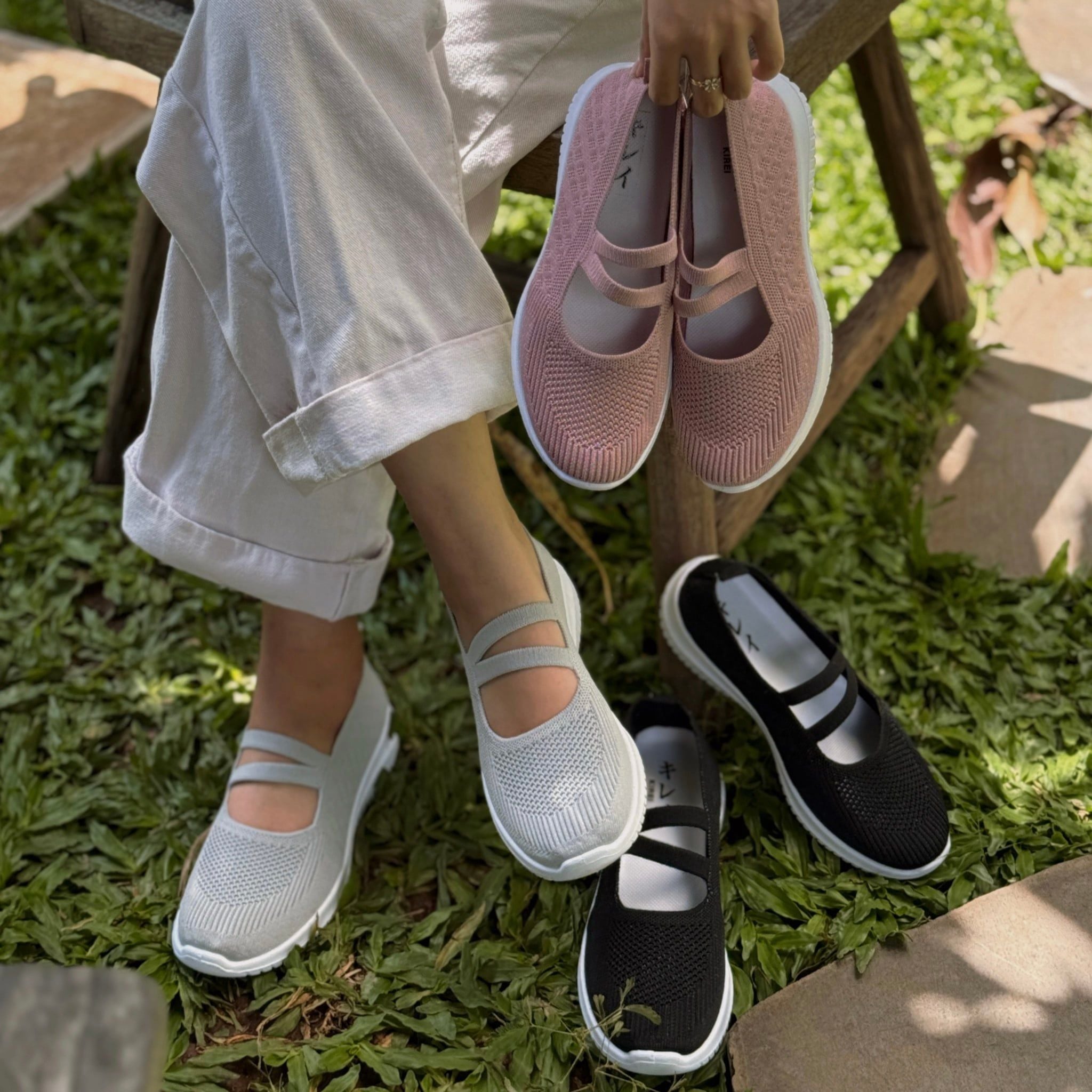  Giày búp bê nữ Kirei Nintai BG01 màu Hồng - Slip On nữ đi bộ 