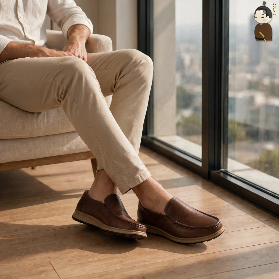  Giày Loafer Nam Công Sở Hansamu Zen DGD03 Nâu - Da Bò, Đế Phylon Siêu Nhẹ 