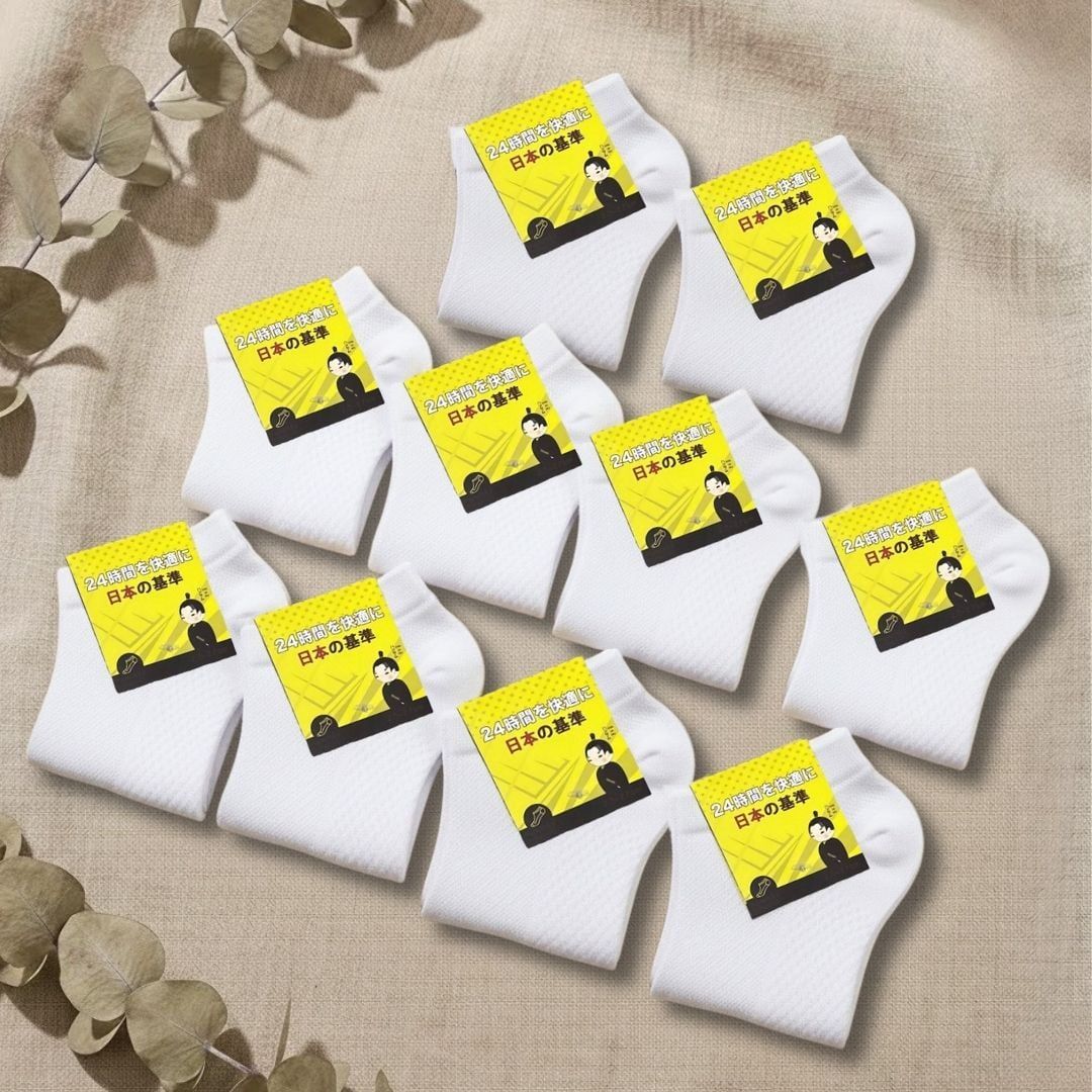  Combo 10 đôi vớ Hansamu Shinobi daily sock BG14 White 