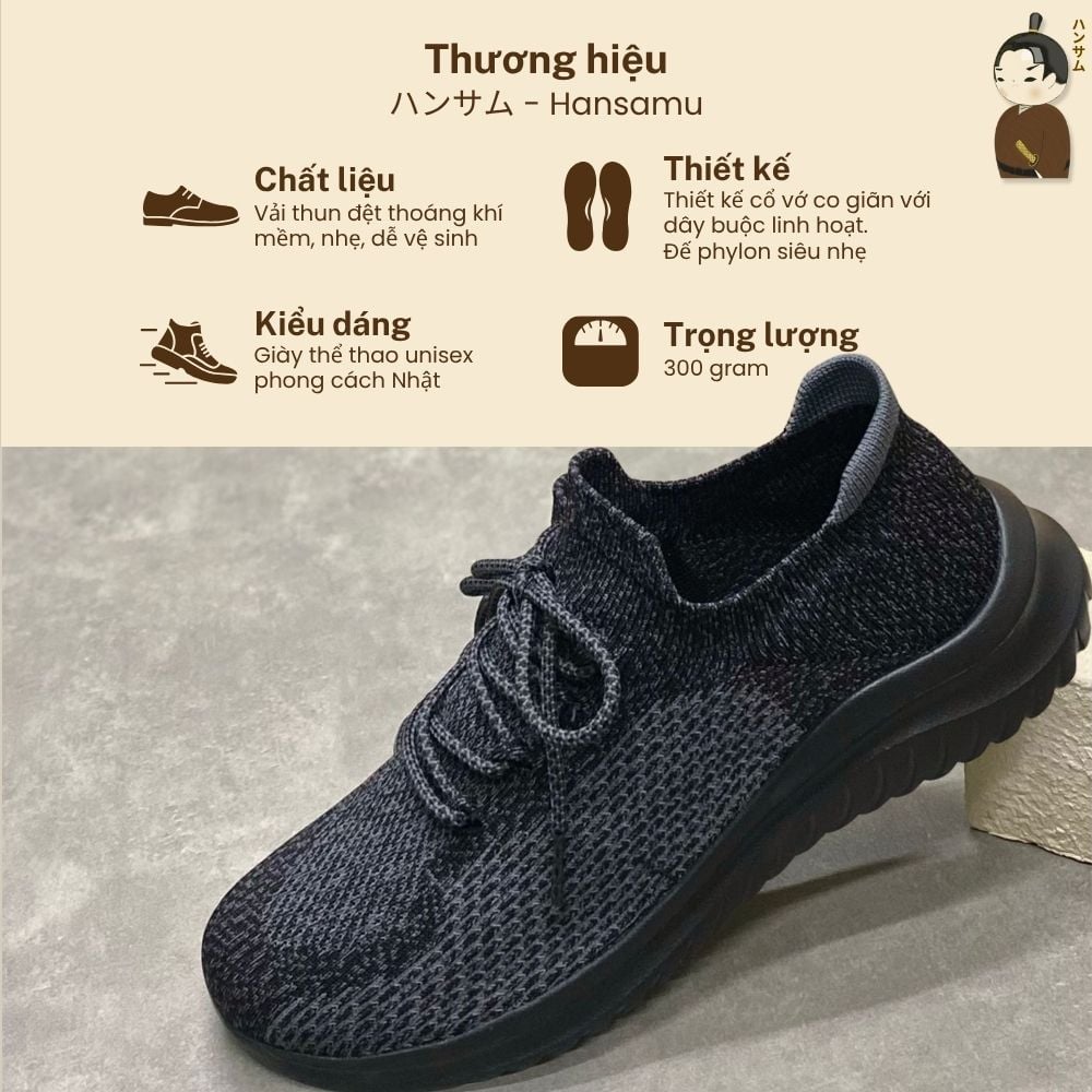  Hansamu Nin - Walk Sneakers BG04 D.Grey 