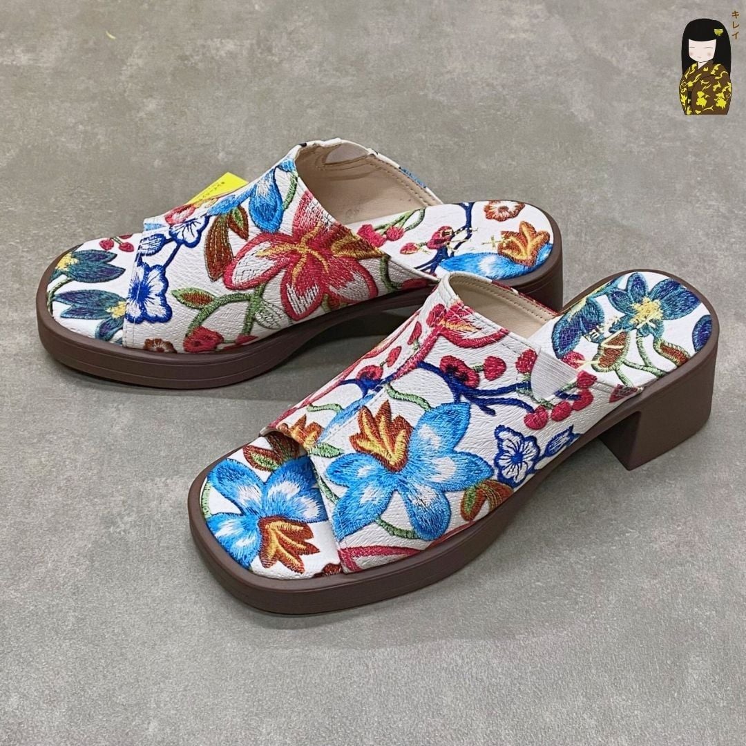  Dép cao gót nữ công sở Kirei Biteki CP11 màu Trắng - Block heel êm chân 