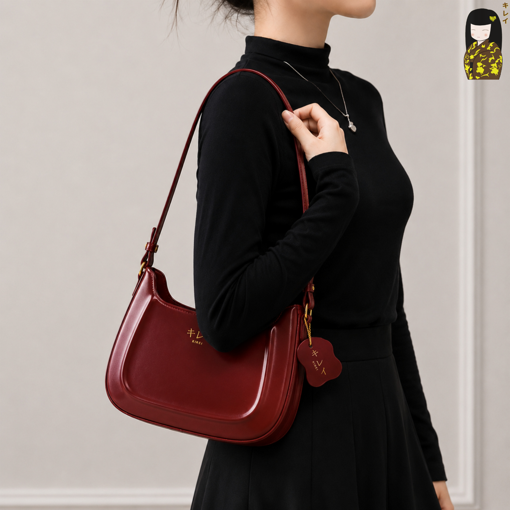  Túi Kirei Iki BGB12 | Túi đeo chéo màu Đỏ rượu vang 
