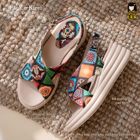 Kirei Biteki Boho - Office Wedge Sandal HH01 Amber
