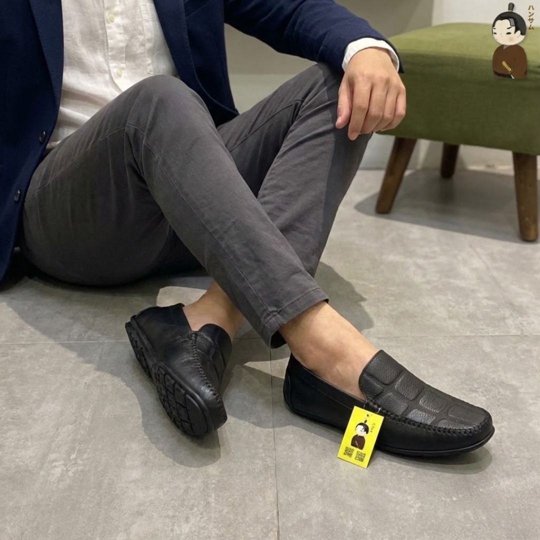  Giày lười Nam Hansamu Kai DGD09 màu Đen - Moccasin da bò siêu bền 