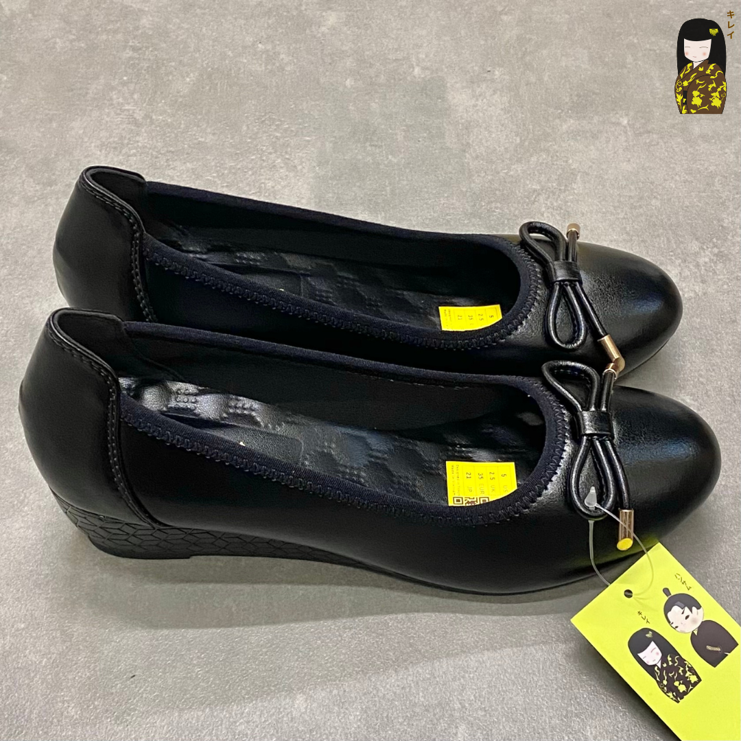  Giày Búp Bê Đế Xuồng 4cm Kirei Miyabi HI01 Black 