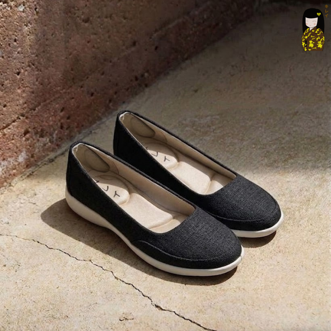  Giày búp bê thể thao nữ Kirei Nintai KH01 màu Đen - Slip On nữ êm chân 