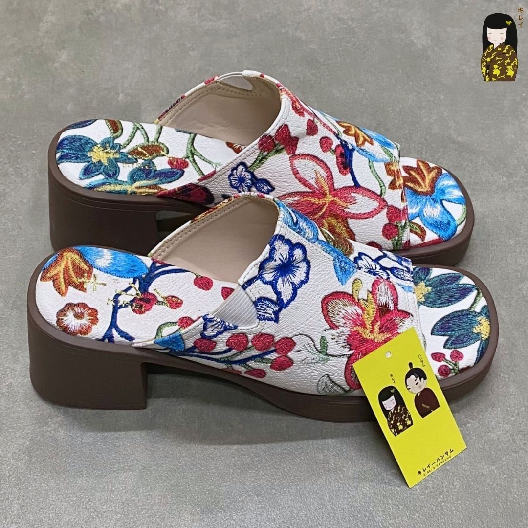  Dép cao gót nữ công sở Kirei Biteki CP11 màu Trắng - Block heel êm chân 