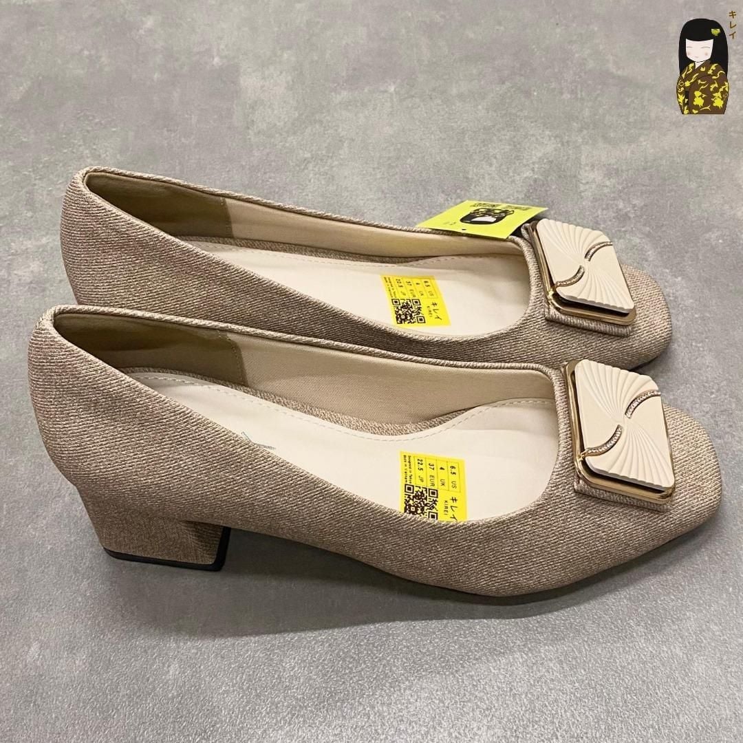  Giày Cao Gót Nữ Công Sở Kirei Kyōyō CP01 Khaki - Gót Vuông Êm Chân 