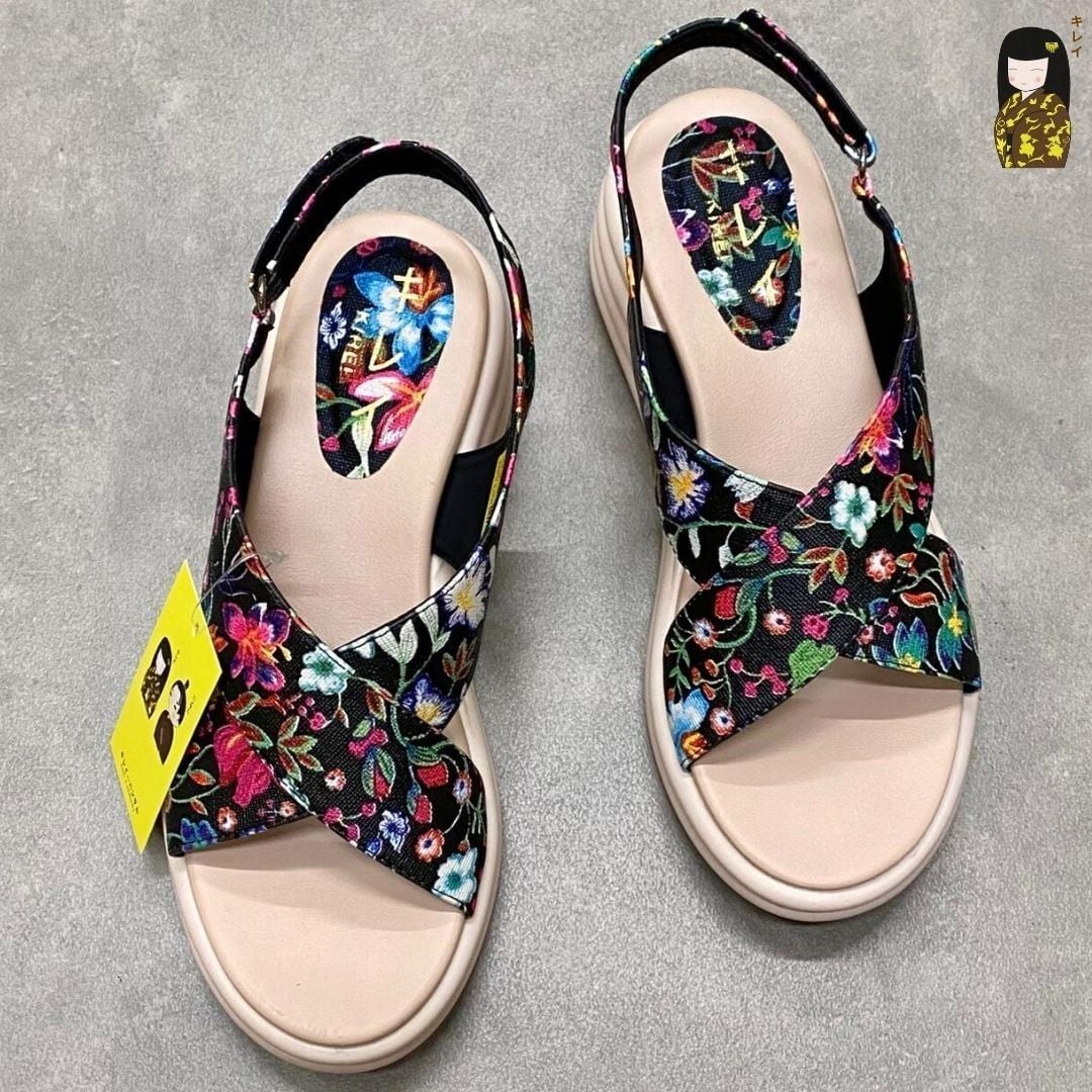  Sandal đế xuồng nữ Kirei Biteki CP09 màu Đen - Công sở êm chân 