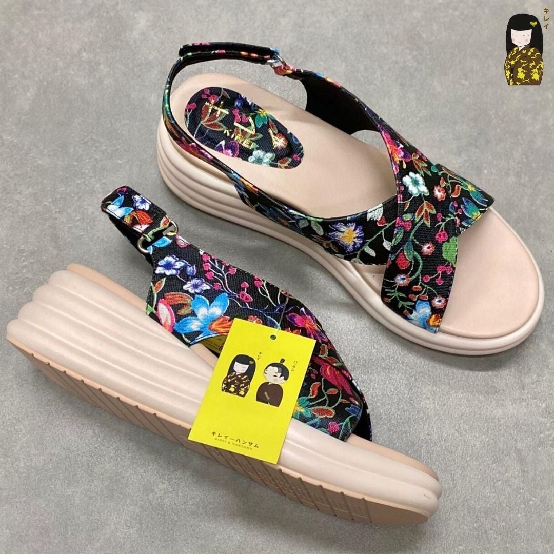  Sandal đế xuồng nữ Kirei Biteki CP09 màu Đen - Công sở êm chân 