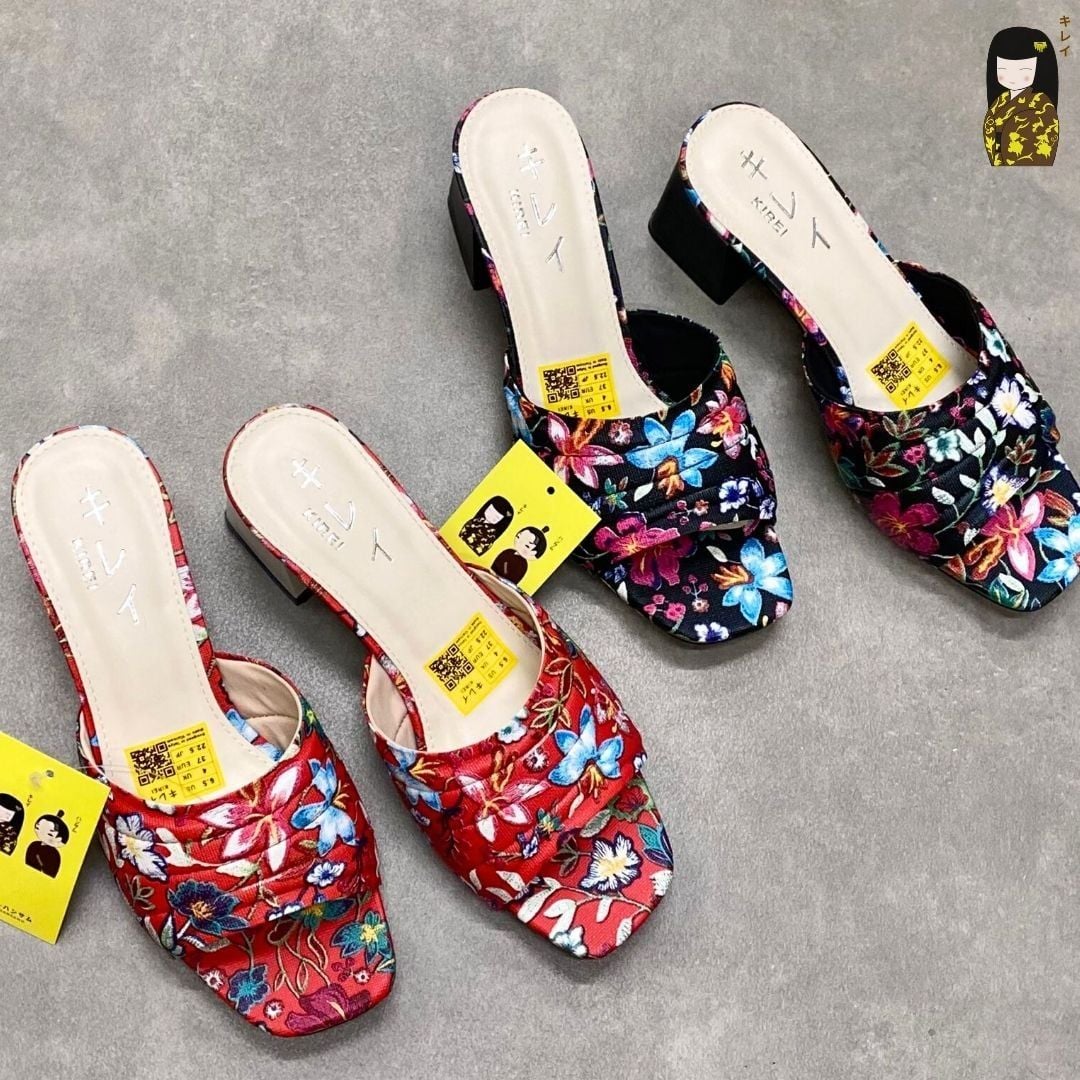  Dép cao gót nữ công sở Kirei Biteki CP07 màu Đen - Block heel êm chân 