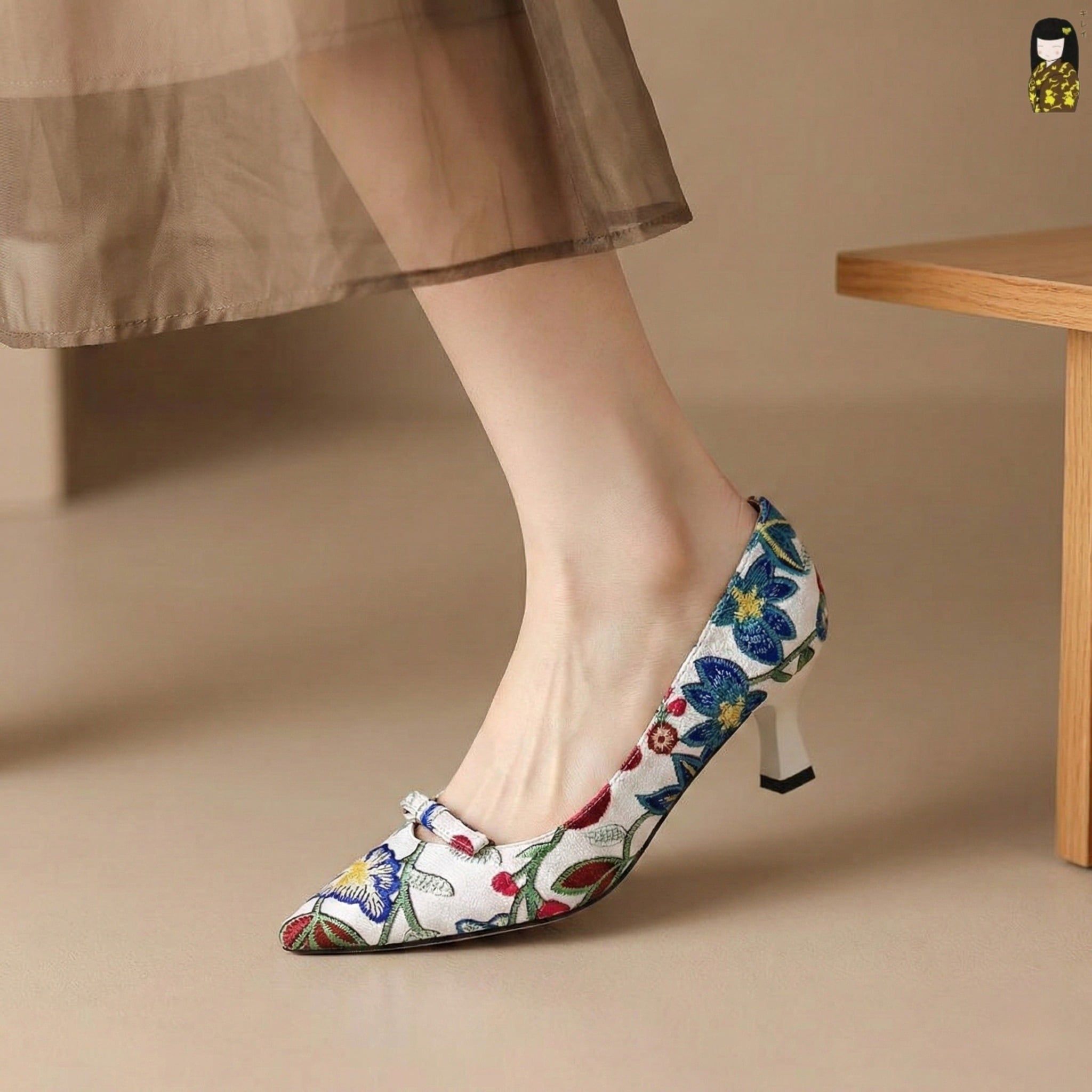 Giày cao gót nữ Kirei Biteki CP03 màu Trắng - Kitten heel công sở 