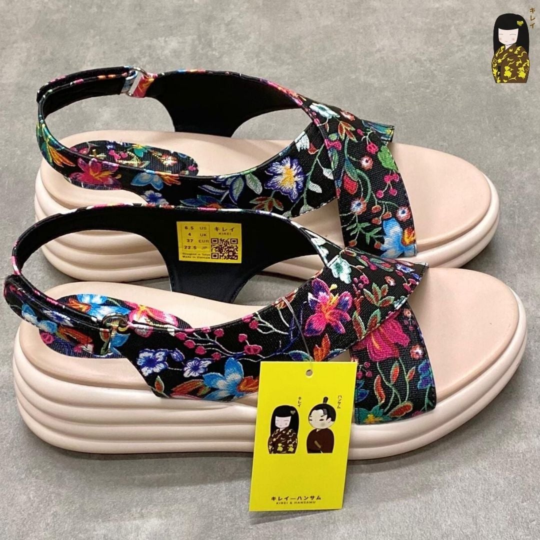  Sandal đế xuồng nữ Kirei Biteki CP09 màu Đen - Công sở êm chân 