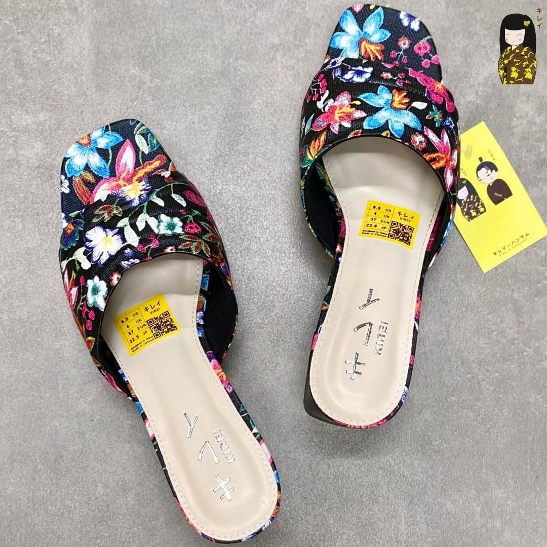  Dép cao gót nữ công sở Kirei Biteki CP07 màu Đen - Block heel êm chân 