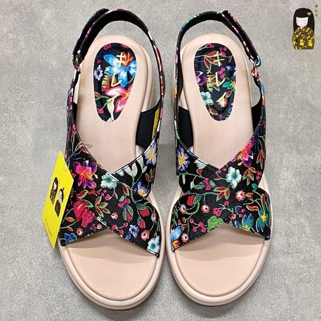  Sandal đế xuồng nữ Kirei Biteki CP09 màu Đen - Công sở êm chân 