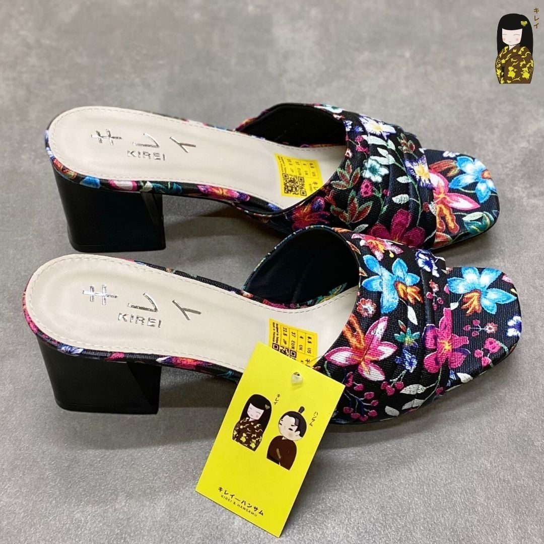  Dép cao gót nữ công sở Kirei Biteki CP07 màu Đen - Block heel êm chân 
