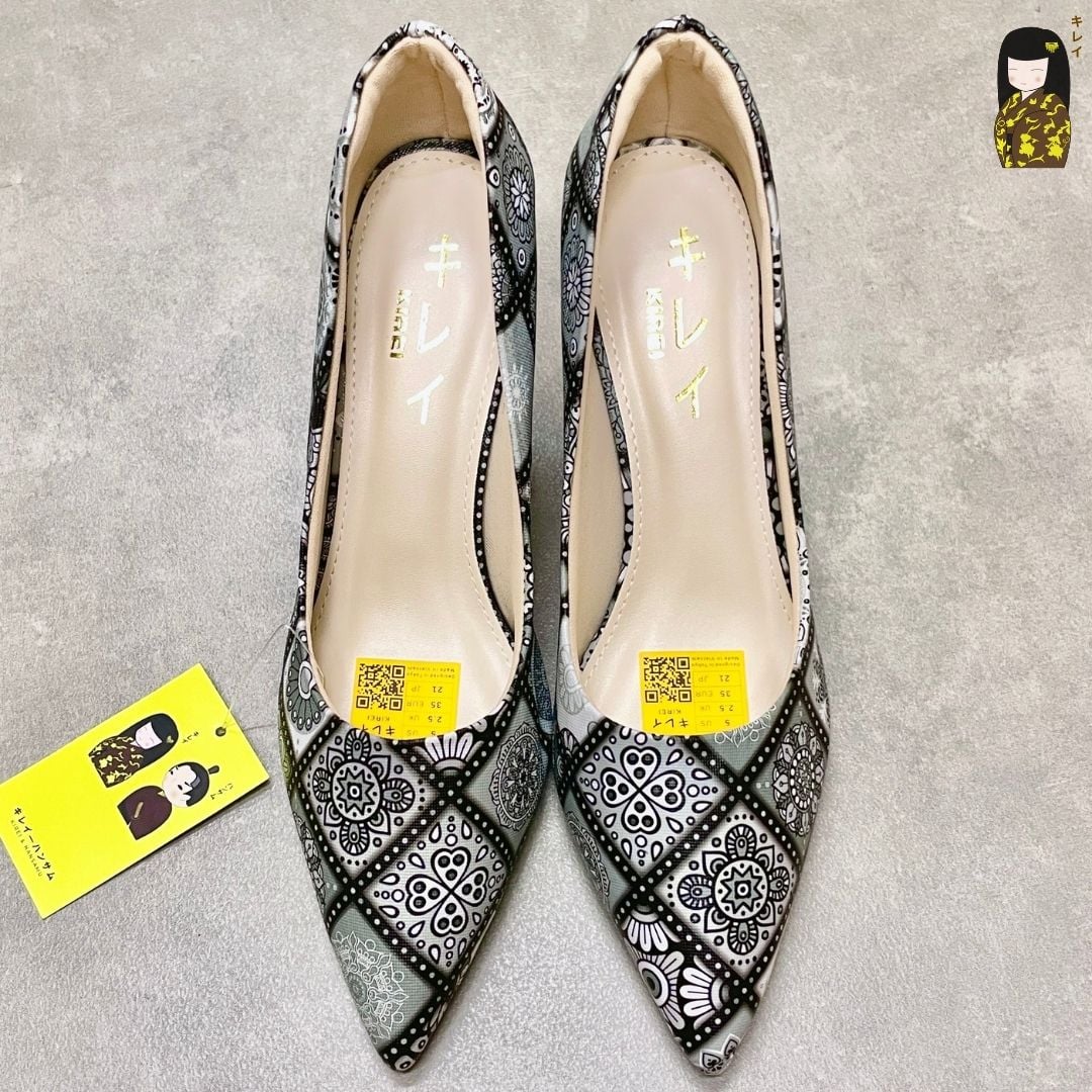  [Mới Về]Giày cao gót nữ công sở Kirei Biteki Boho HH19 màu Mono 