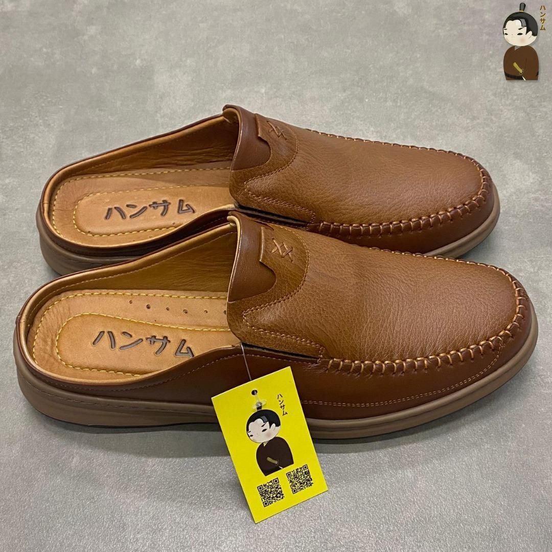  Dép Sục Nam Da Bò Hansamu Rõnin DGD11 màu Caramel - V1 