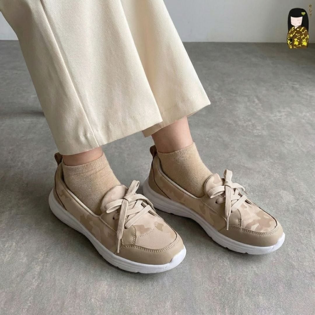  Giày đi bộ nữ Kirei Hime BG08 màu Be Camo 