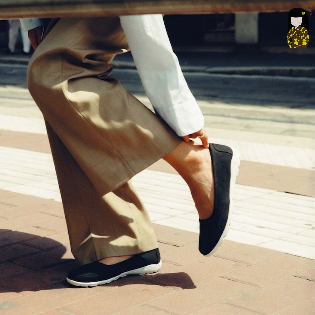  Giày búp bê thể thao nữ Kirei Nintai KH01 màu Đen - Slip On nữ êm chân 