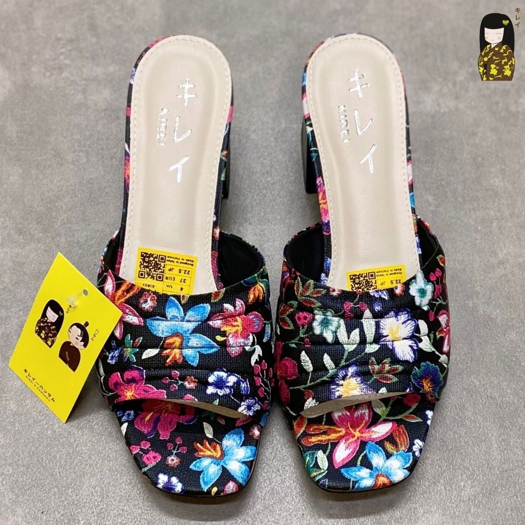  Dép cao gót nữ công sở Kirei Biteki CP07 màu Đen - Block heel êm chân 