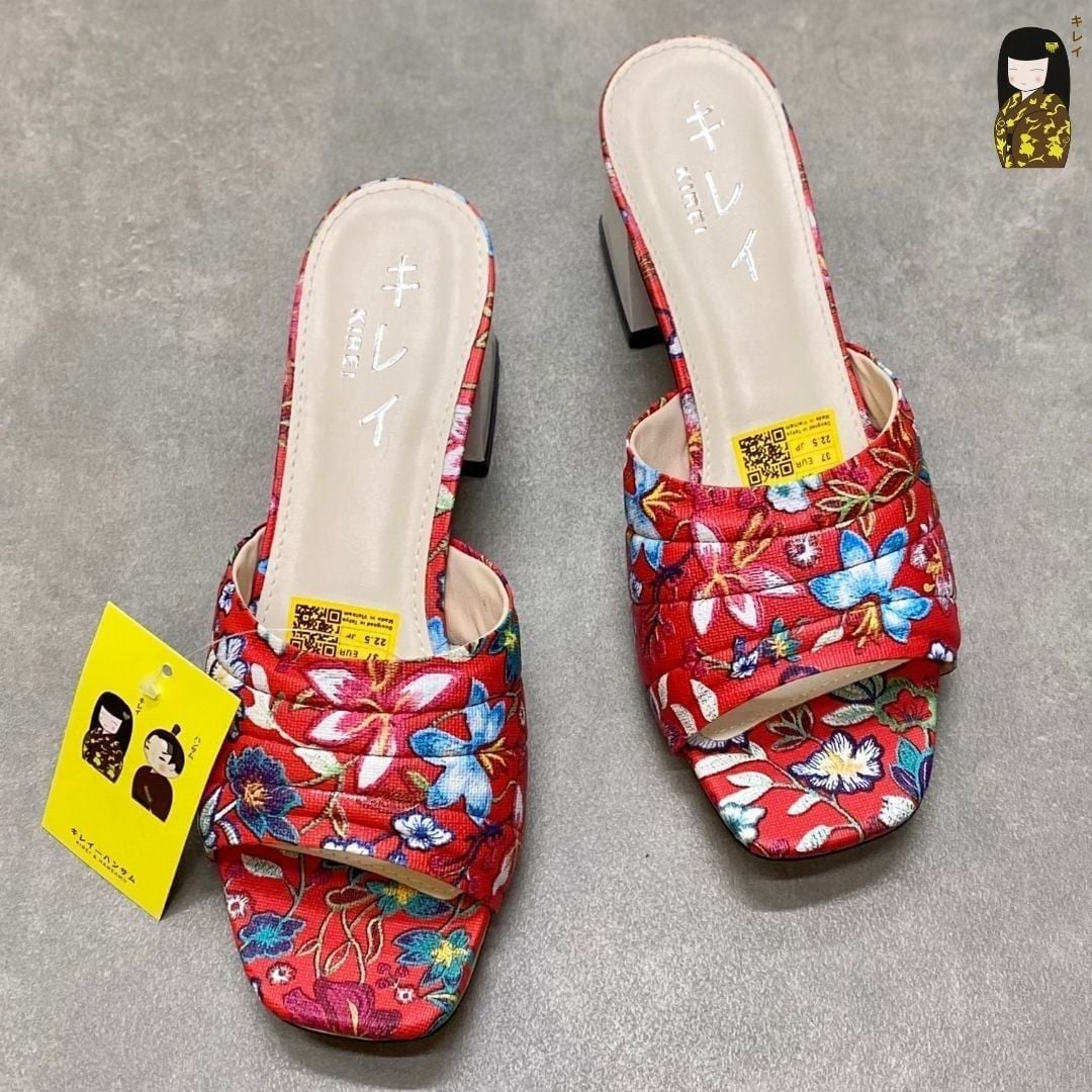  Dép cao gót nữ công sở Kirei Biteki CP07 màu Đỏ - Block heel êm chân 