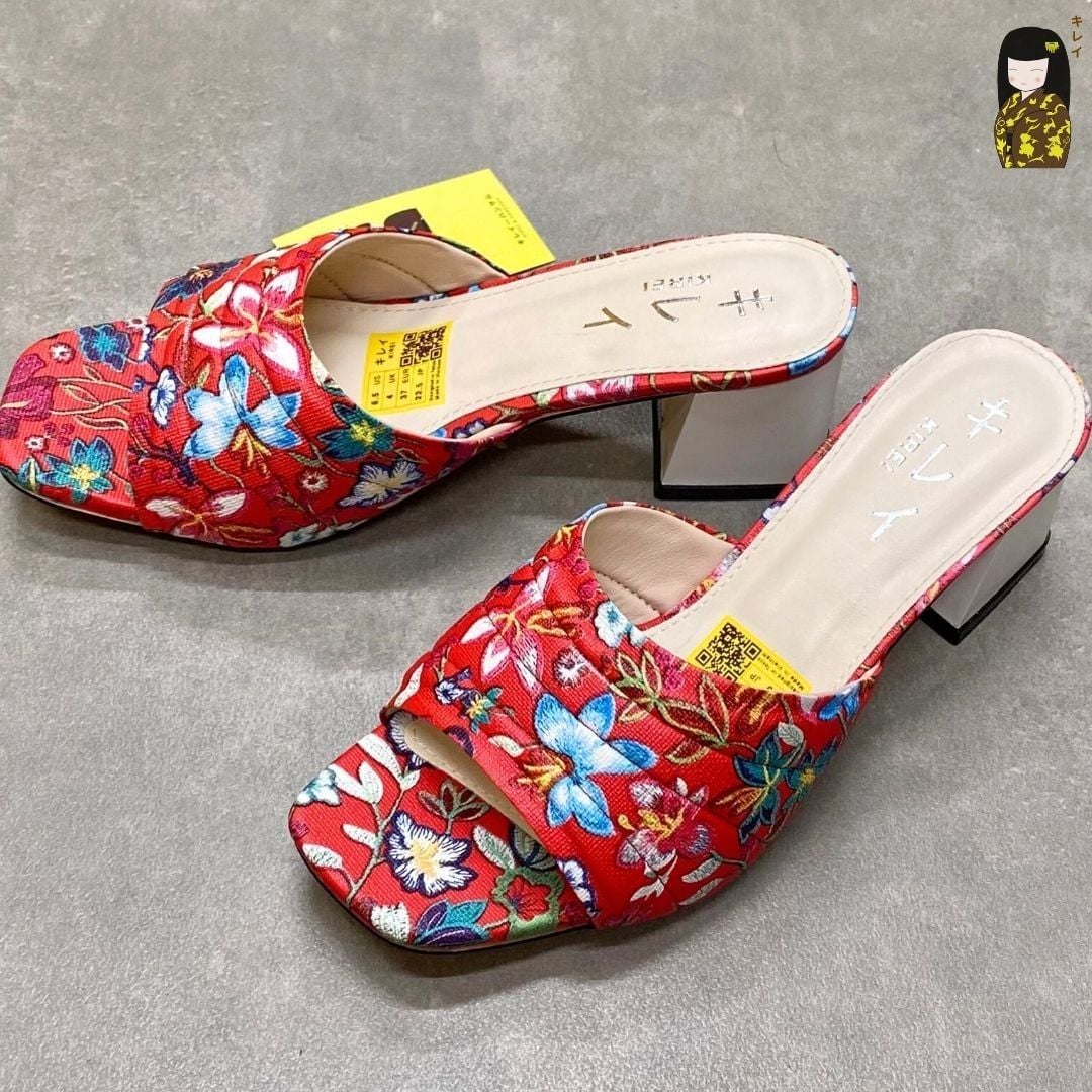  Dép cao gót nữ công sở Kirei Biteki CP07 màu Đỏ - Block heel êm chân 