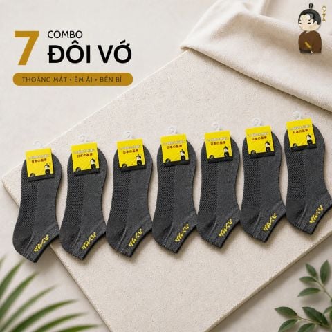 [Combo 7 đôi] Vớ  Hansamu Shinobi active sock VNS01 D.Grey
