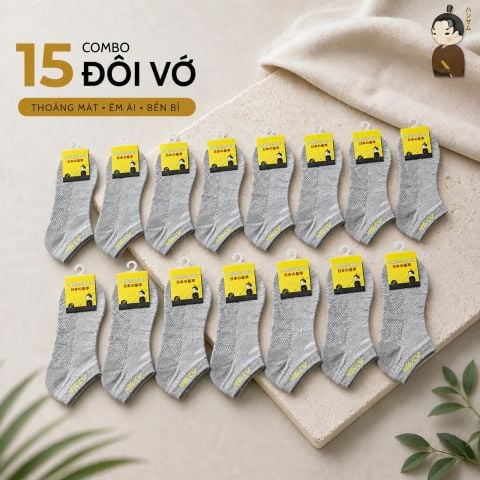 [Combo 15 đôi] Vớ Hansamu Shinobi active sock VNS01 L.Grey