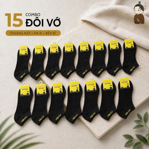 [Combo 15 đôi] Vớ Hansamu Shinobi active sock VNS01 Black