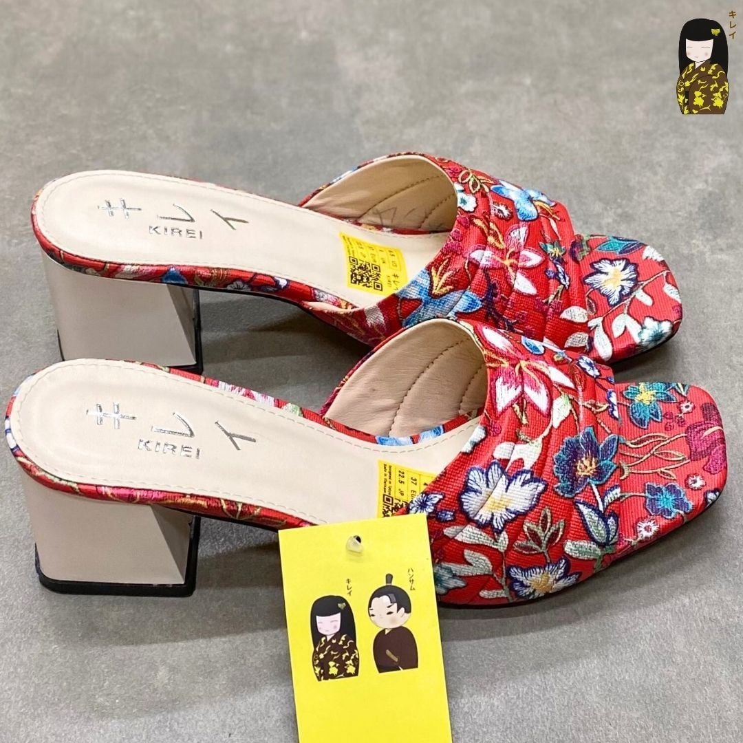 Dép cao gót nữ công sở Kirei Biteki CP07 màu Đỏ - Block heel êm chân 