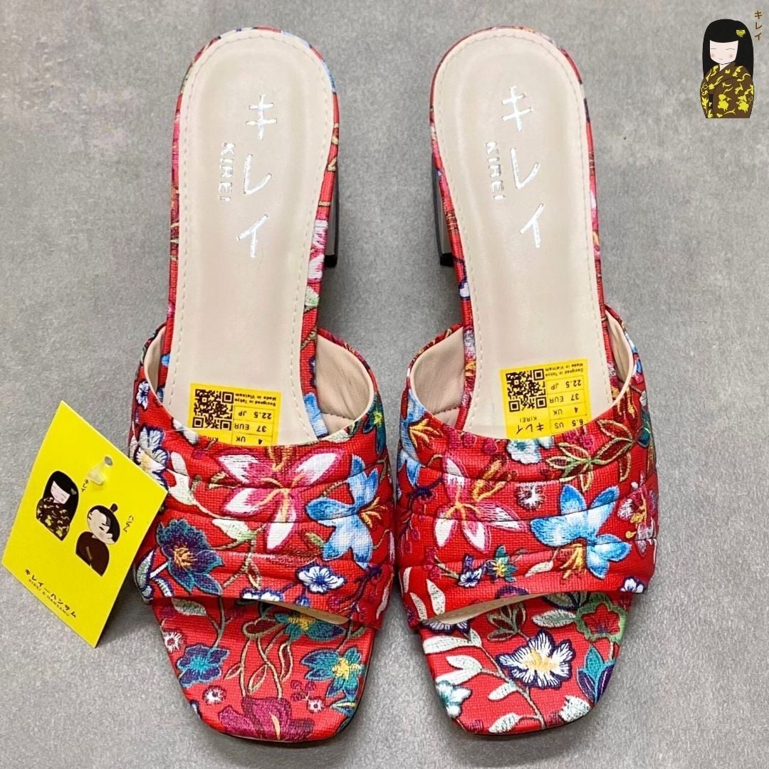  Dép cao gót nữ công sở Kirei Biteki CP07 màu Đỏ - Block heel êm chân 
