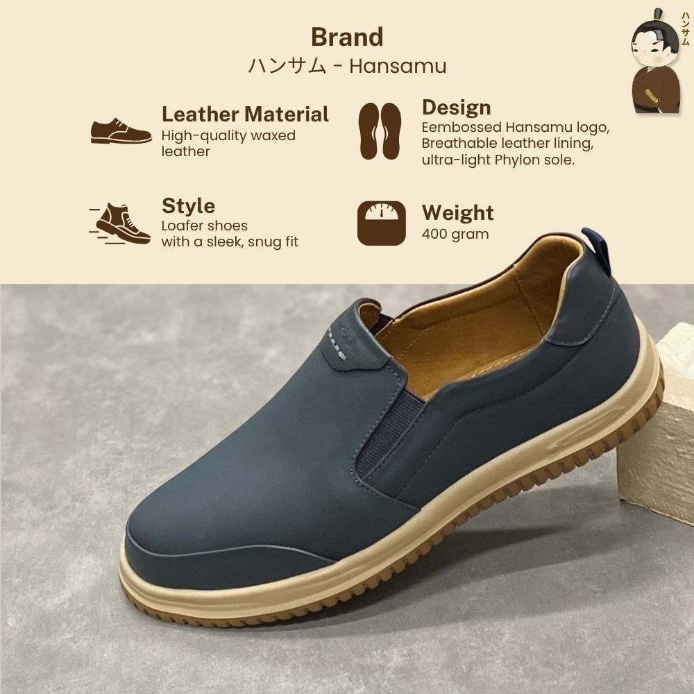  Giày lười Nam Hansamu Zen DGD08 màu Xanh đậm - Loafer công sở 