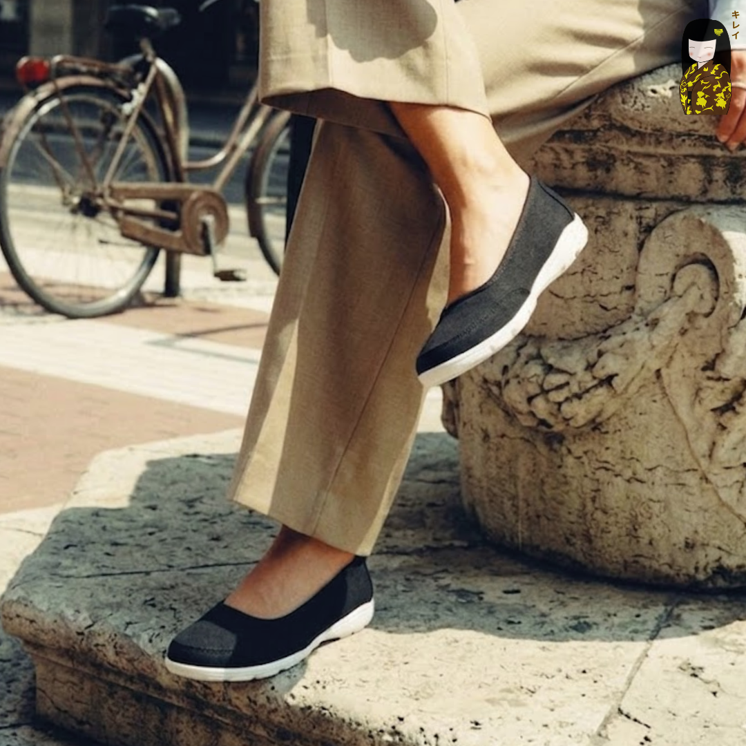  Giày búp bê thể thao nữ Kirei Nintai KH01 màu Đen - Slip On nữ êm chân 
