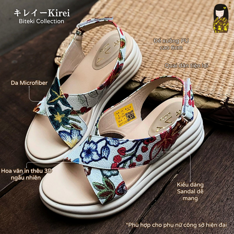 Sandal đế xuồng nữ Kirei Biteki CP09 màu Trắng - Công sở êm chân