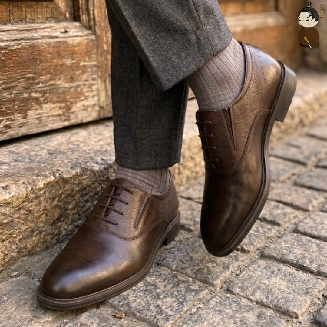  Giày lười Nam Hansamu Zen DGD02 màu Nâu - Oxford công sở 