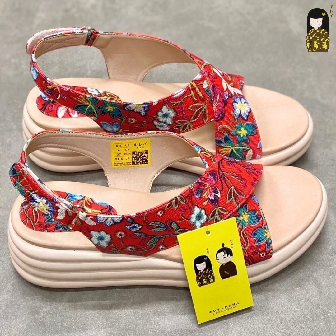  Sandal đế xuồng nữ Kirei Biteki CP09 màu Đỏ - Công sở êm chân 