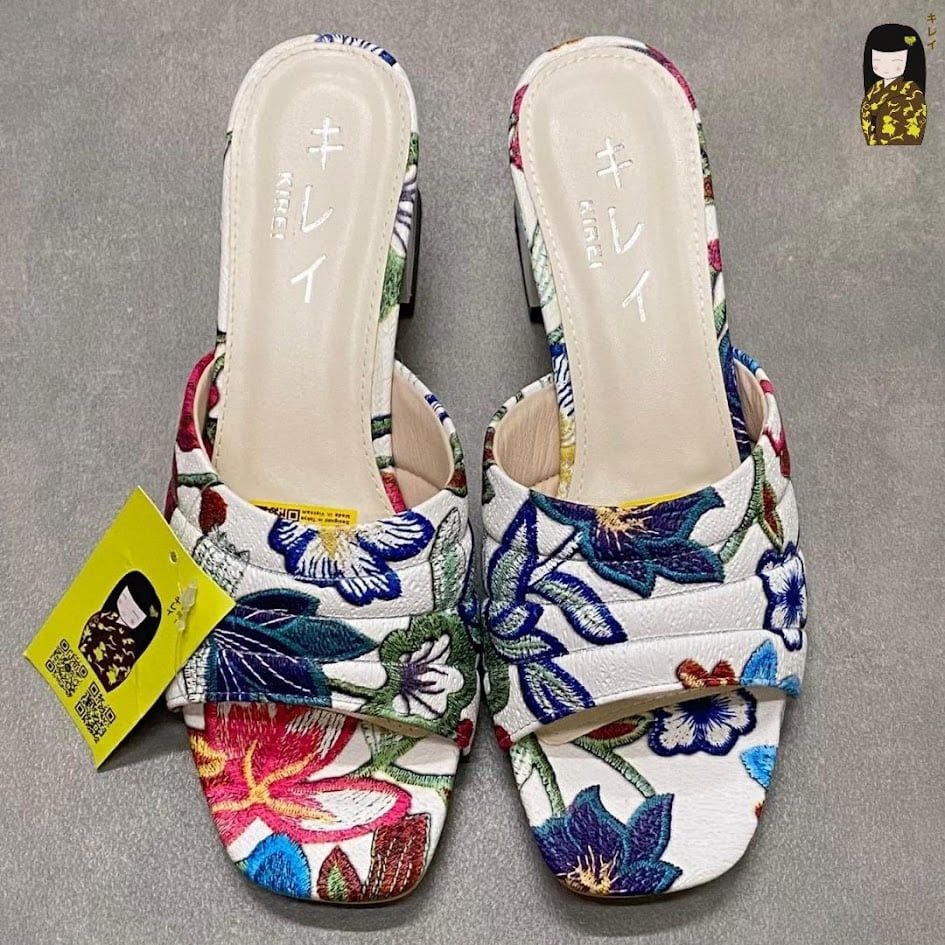  Dép cao gót nữ công sở Kirei Biteki CP07 màu Trắng - Block heel êm chân 