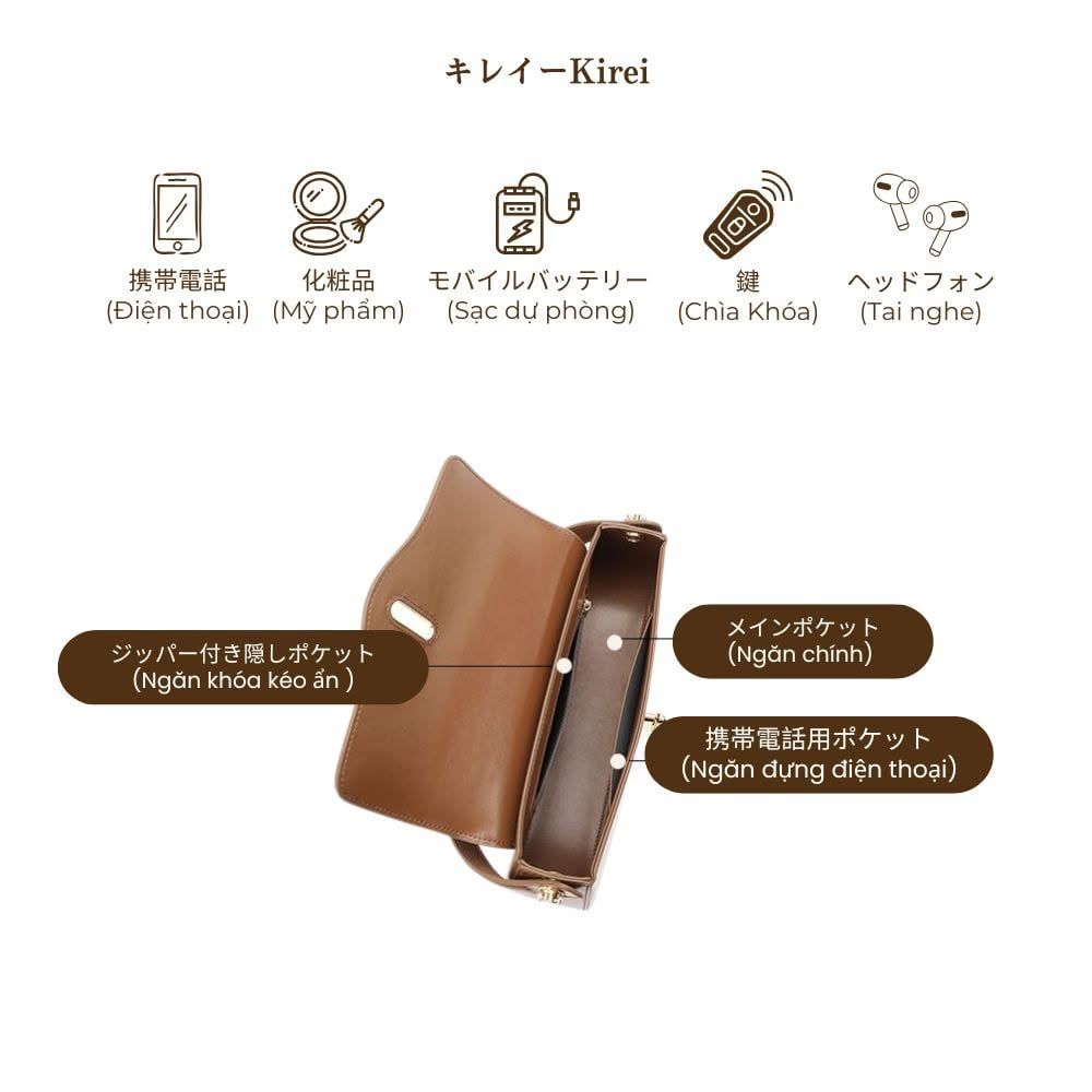  Túi Kirei Iki BGB15 | Túi đeo chéo màu Nâu đậm 