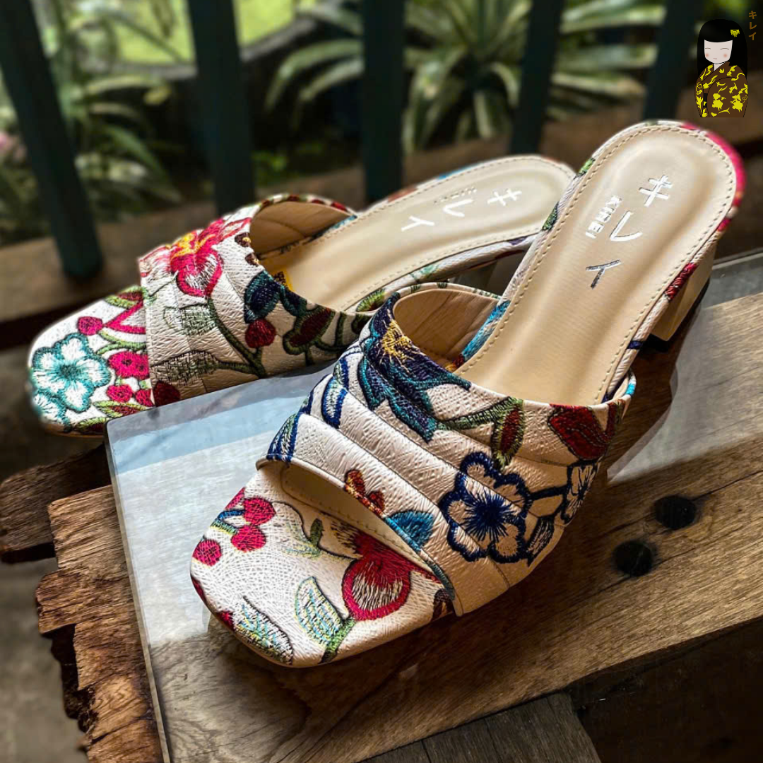  Dép cao gót nữ công sở Kirei Biteki CP07 màu Trắng - Block heel êm chân 